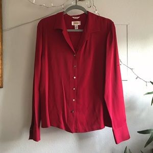 Talbots Red Button Up